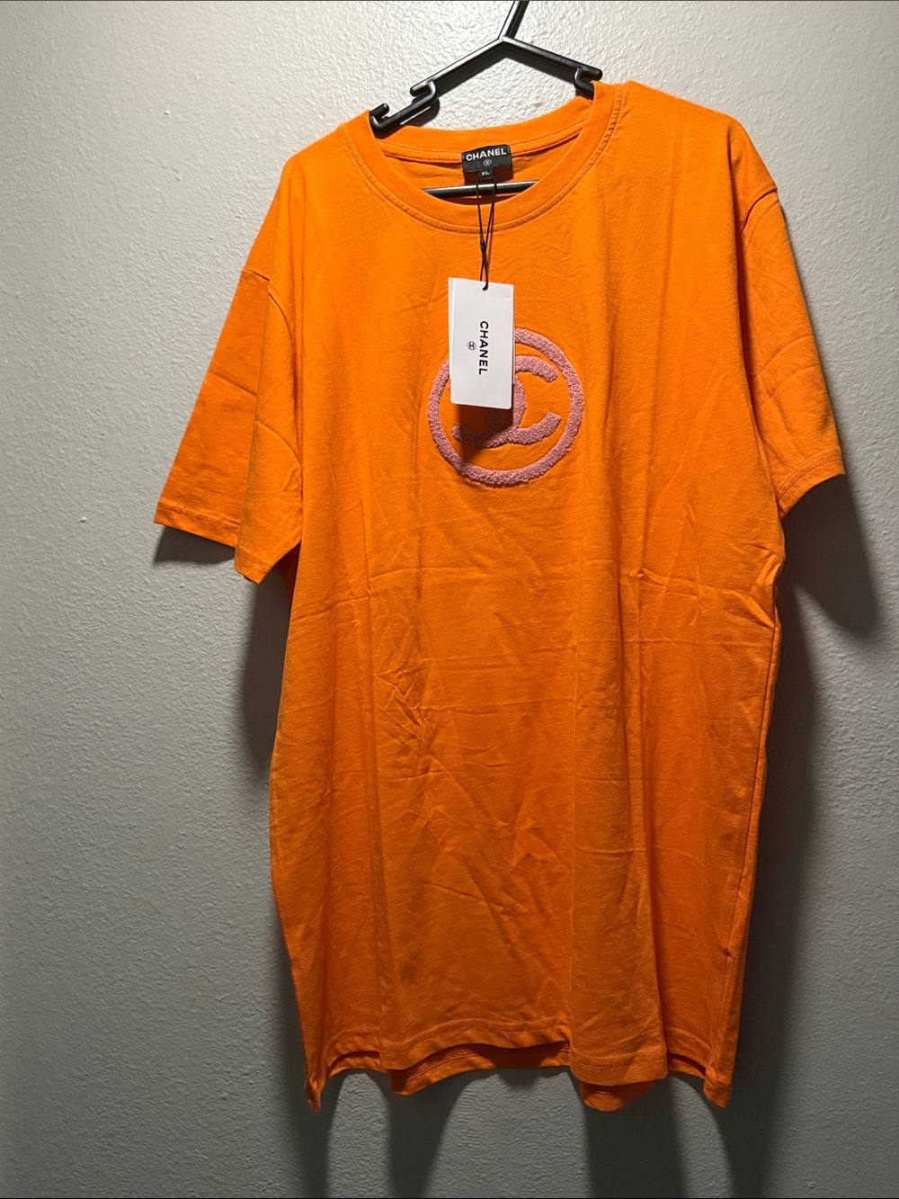 CHANEL Orange Short Sleeve Logo Tee
